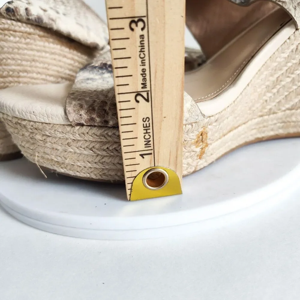 Antonio‎ Melani Espadrille Snakeprint Leather Neutral Wedge Platform Sandals 9.5